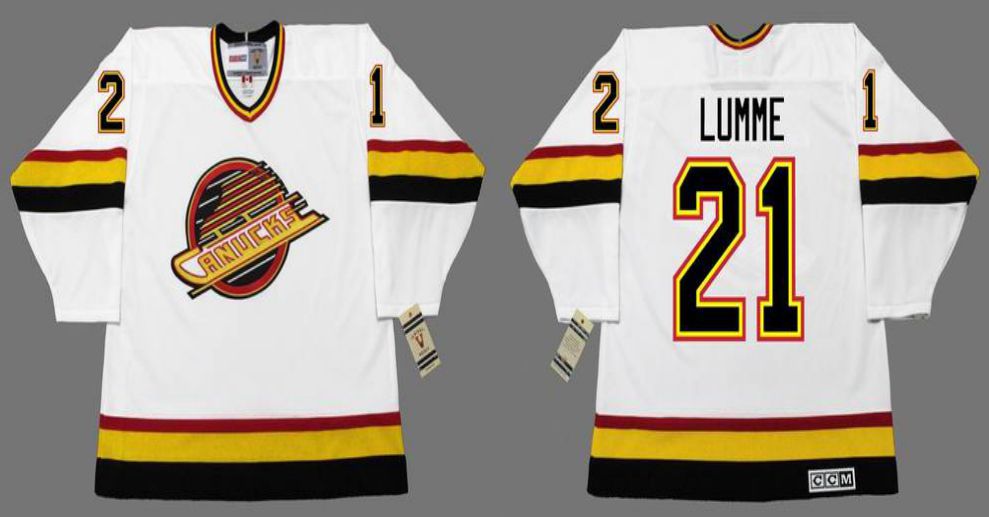 2019 Men Vancouver Canucks 21 Lumme White CCM NHL jerseys